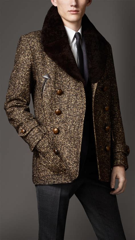 burberry pea coat shearling|Burberry pea coats men.